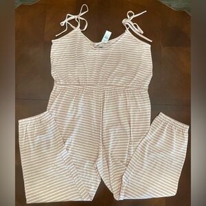 NWT LOFT sz XL Pink and White Striped Jumper